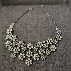 The Limited Silver Floral Necklace with Crystal Accents